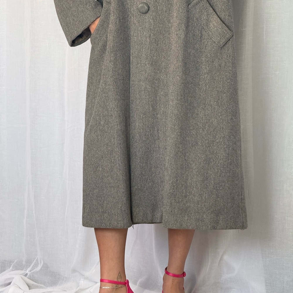 Gray Wool Coat with Large Buttons - image 4